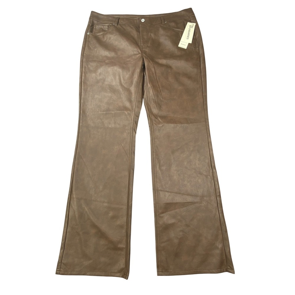Womens Faux Leather Pants Size‎ 18 Brown Bootcut Western Y2K Festival Boho